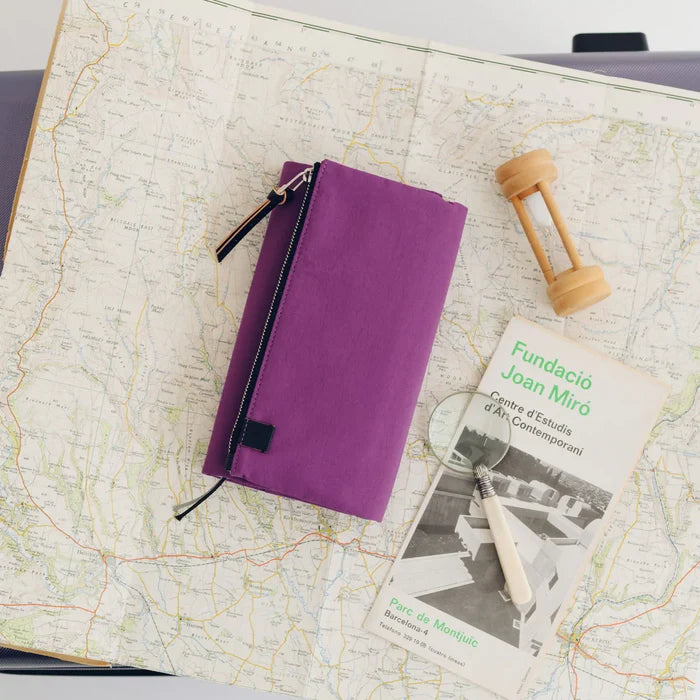 Hobonichi 2026 Weeks Planner Cover: Tragen - Purple, detail view of the design.