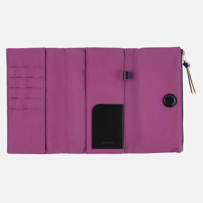 Hobonichi 2026 Weeks Planner Cover: Tragen - Purple, shown with its details.
