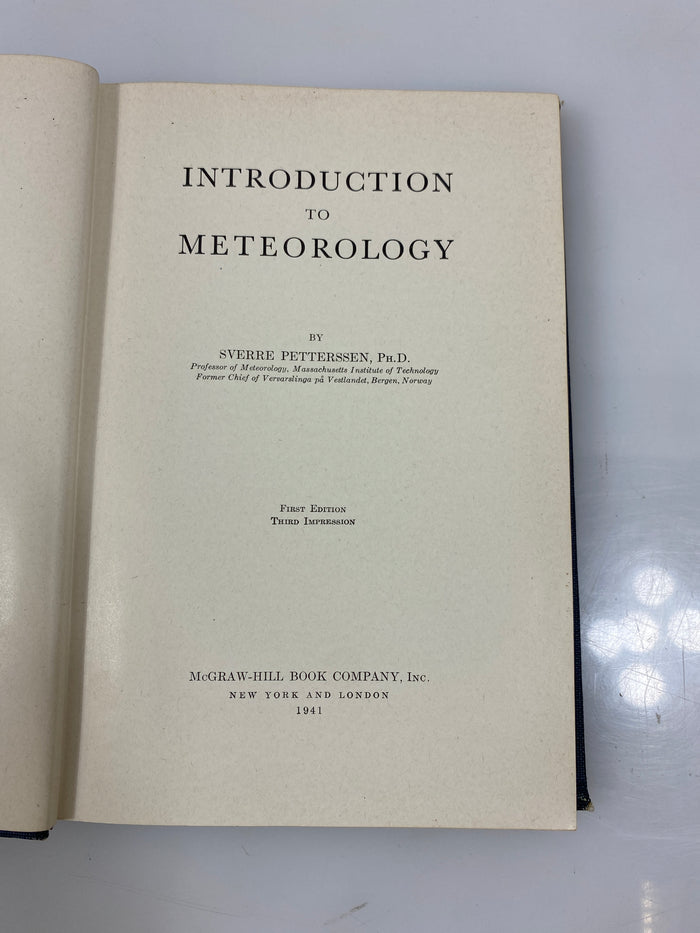 Introduction to Meteorology by Petterssen 1941 McGraw-Hill HC