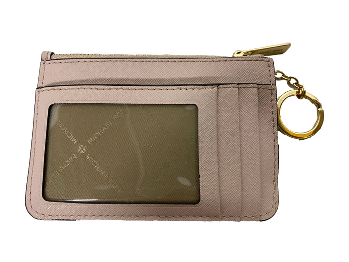 Michael Kors Jet Set Small Leather Zip Coin Pouch in Powder Blush w/ Gold Hardware