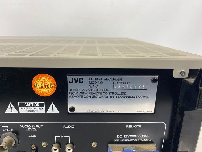 JVC BR-8600U VHS Pro Editing Video Recorder