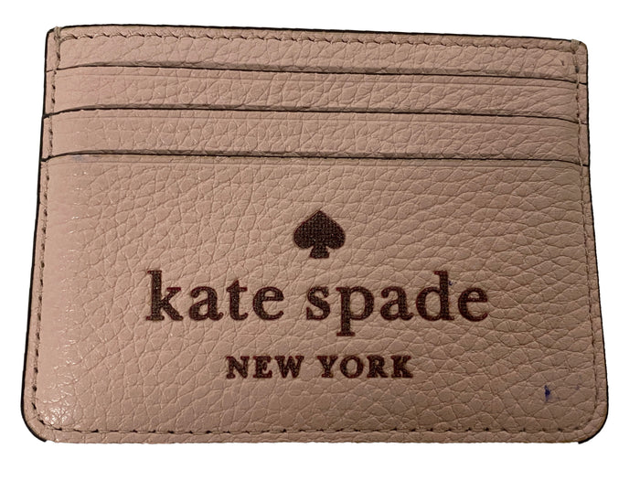 Kate Spade Glitter on Small Slim Card Holder in Rose Smoke Pebbled Leather