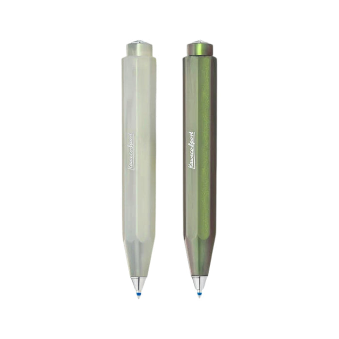 Kaweco Lunar Sport Ballpoint Pen in light green and shadow green finishes shown side by side with hexagonal barrels.