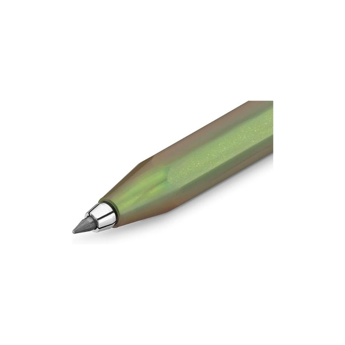 Close-up of Kaweco Lunar Sport Clutch Pencil 3.2mm green barrel with exposed lead tip.