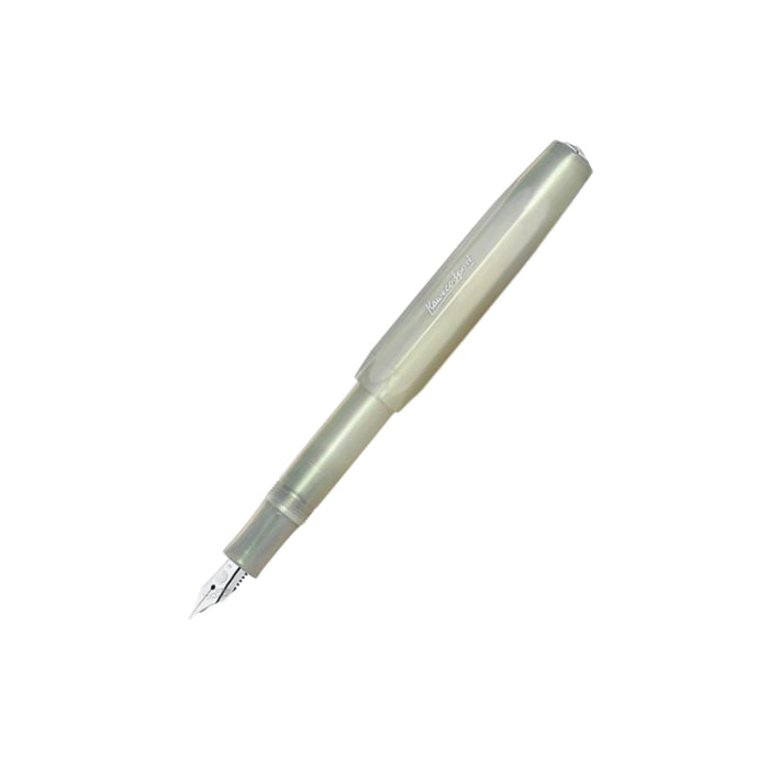 Kaweco Lunar Sport fountain pen in Light Green finish with exposed metal nib on a white background.