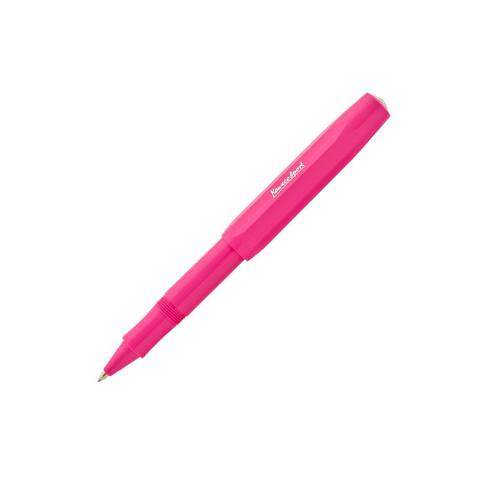 Kaweco Skyline Sport rollerball pen in pink with capped design on a white background.