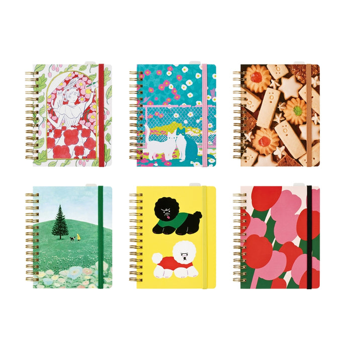 HITOTOKI passport size ring notebooks shown in assorted colourful cover designs.