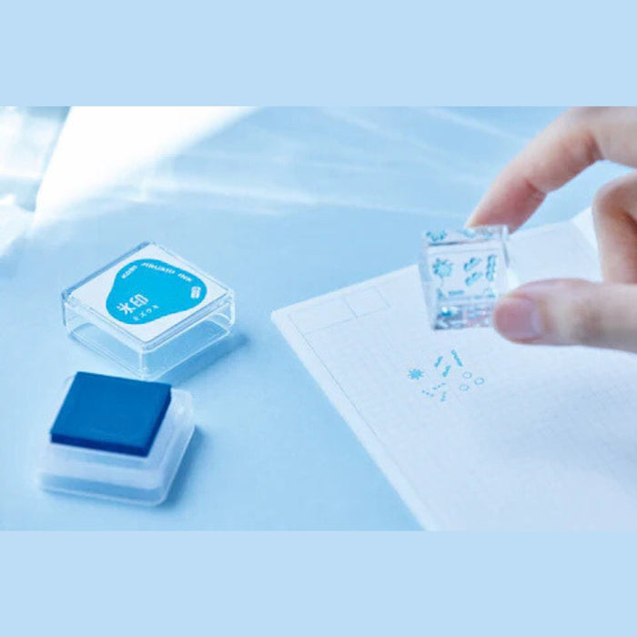 Kori Jirushi Lake Blue stamp pad stamping on paper.