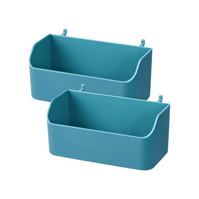 Set of teal PEGGY accessories mini containers with hook fittings for pegboard storage.