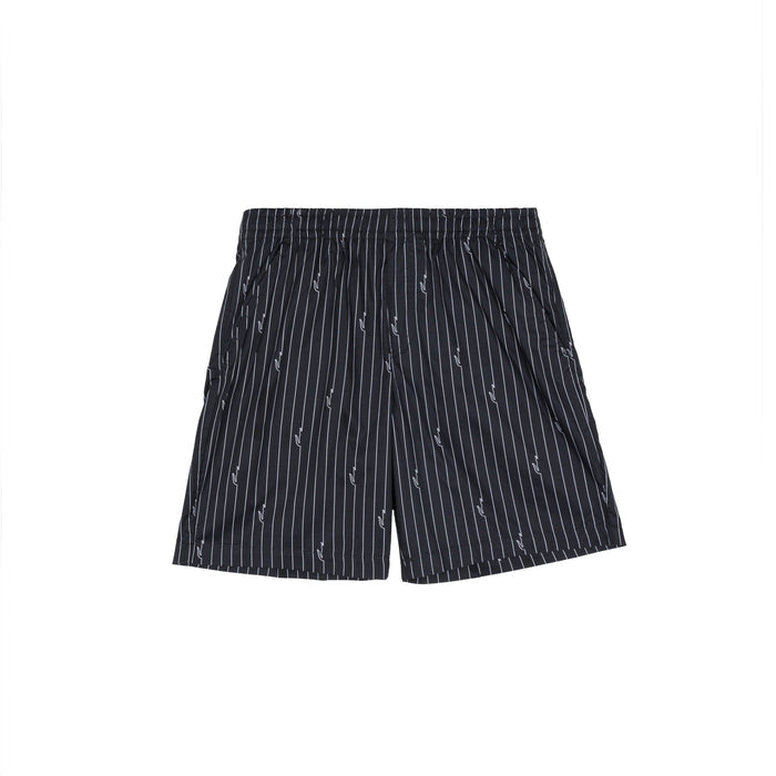 Lacoste Crocodile Print Stripe Cotton Shorts