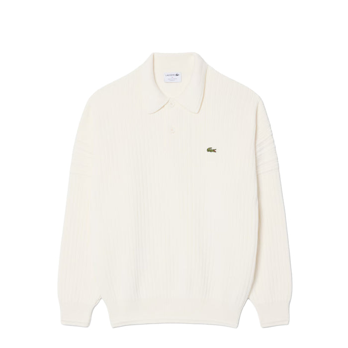 Lacoste French Made Cotton Polo Collar Sweater