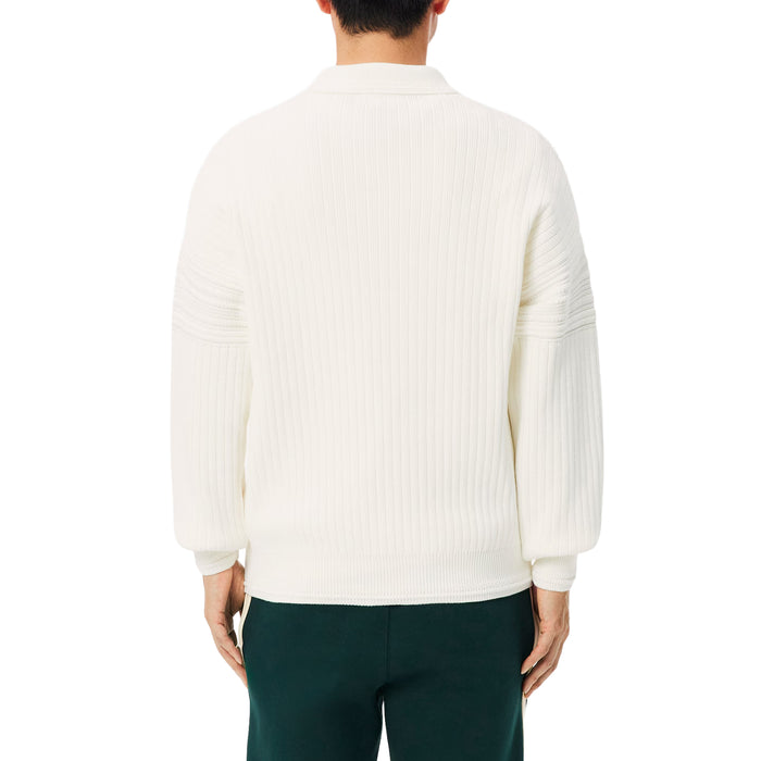 Lacoste French Made Cotton Polo Collar Sweater