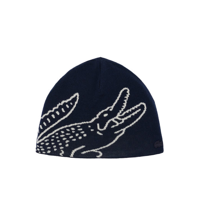 Lacoste Wool Jacquard Crocodile Beanie