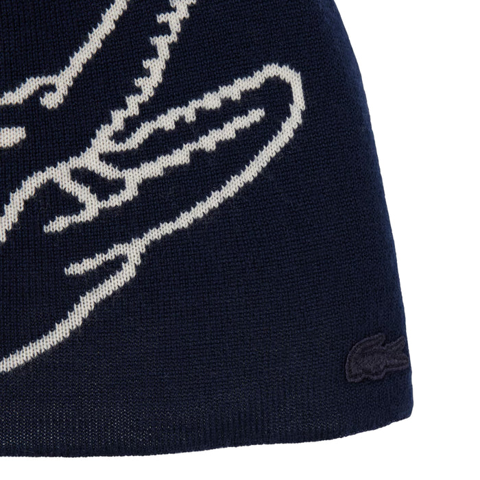 Lacoste Wool Jacquard Crocodile Beanie