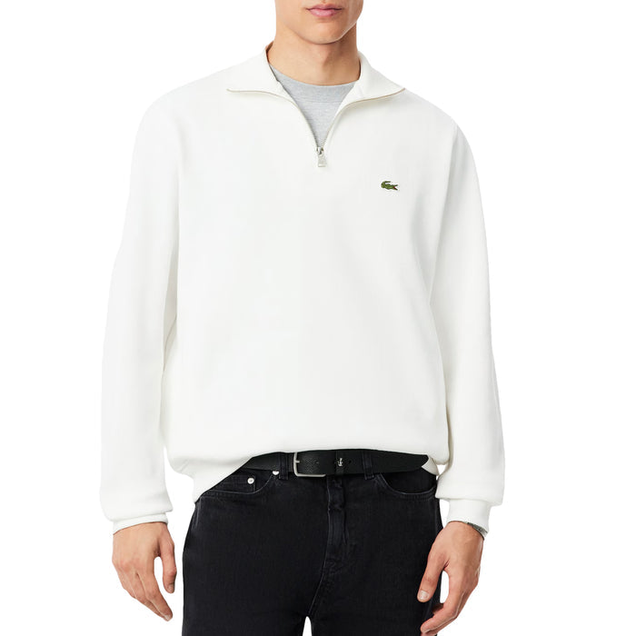 Lacoste Zippered Stand Up Collar Cotton Sweatshirt