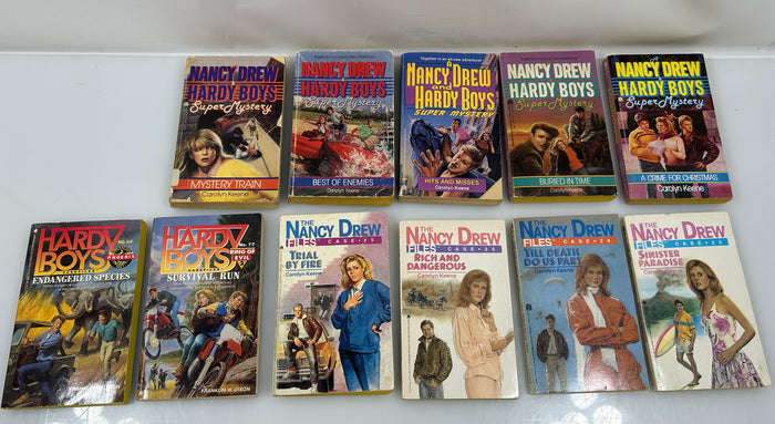 Lot of 11 Vintage 80-90s 2-Hardy Boys /4-Nancy Drew & 5-HB/ND Super Mysteries PB