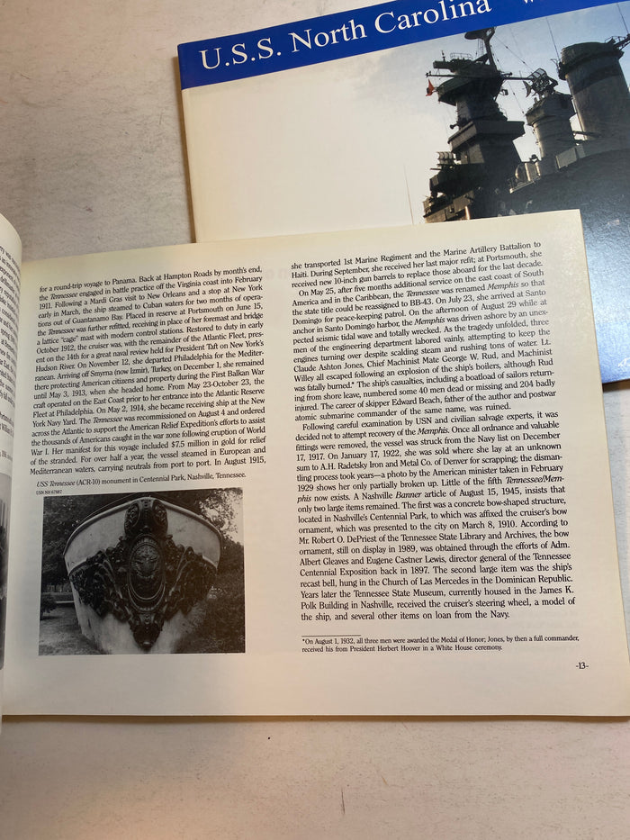 Lot of 2 Battleship Books USS North Carolina, Tennessee 1992-2000