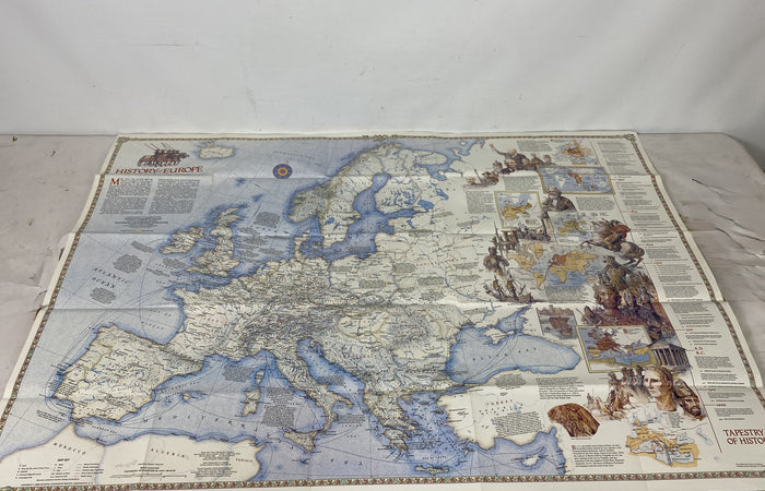 Lot of 2 Europe Nat Geo Maps: History of Europe & Europe 1983-92