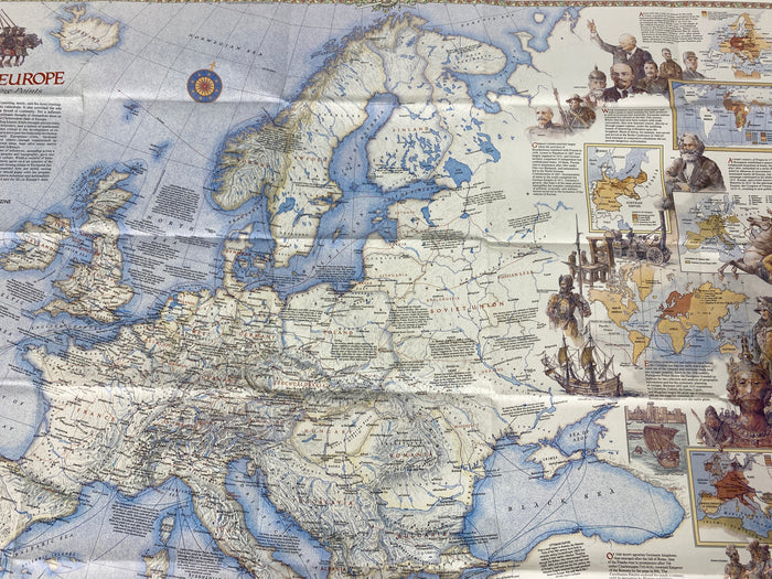 Lot of 2 Europe Nat Geo Maps: History of Europe & Europe 1983-92
