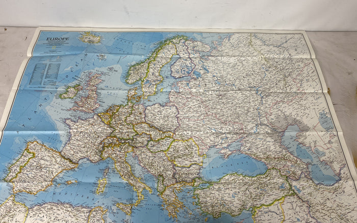 Lot of 2 Europe Nat Geo Maps: History of Europe & Europe 1983-92