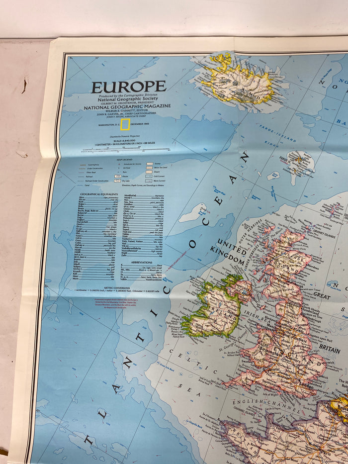 Lot of 2 Europe Nat Geo Maps: History of Europe & Europe 1983-92