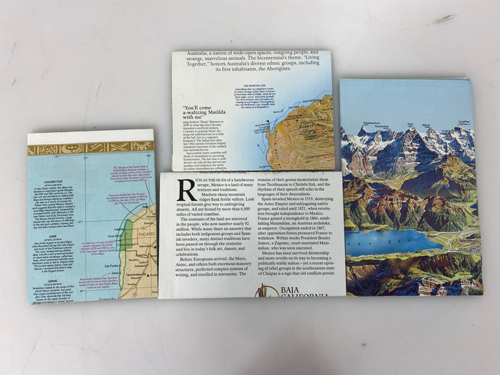 Lot of 4 Nat Geo Posters Traveler's Map Maya/Australia/Mexico/Alps 1985-94