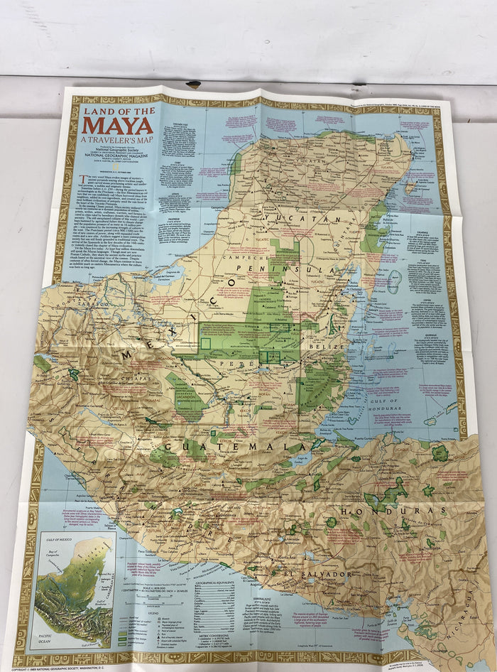 Lot of 4 Nat Geo Posters Traveler's Map Maya/Australia/Mexico/Alps 1985-94