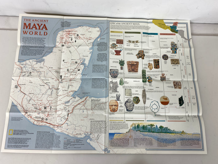 Lot of 4 Nat Geo Posters Traveler's Map Maya/Australia/Mexico/Alps 1985-94