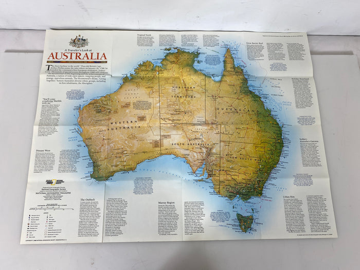 Lot of 4 Nat Geo Posters Traveler's Map Maya/Australia/Mexico/Alps 1985-94