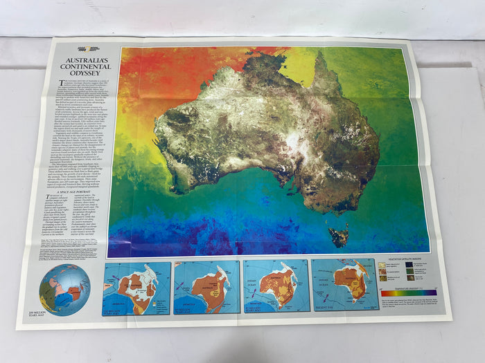Lot of 4 Nat Geo Posters Traveler's Map Maya/Australia/Mexico/Alps 1985-94