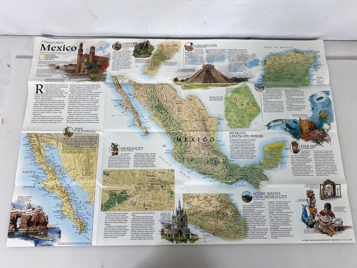 Lot of 4 Nat Geo Posters Traveler's Map Maya/Australia/Mexico/Alps 1985-94
