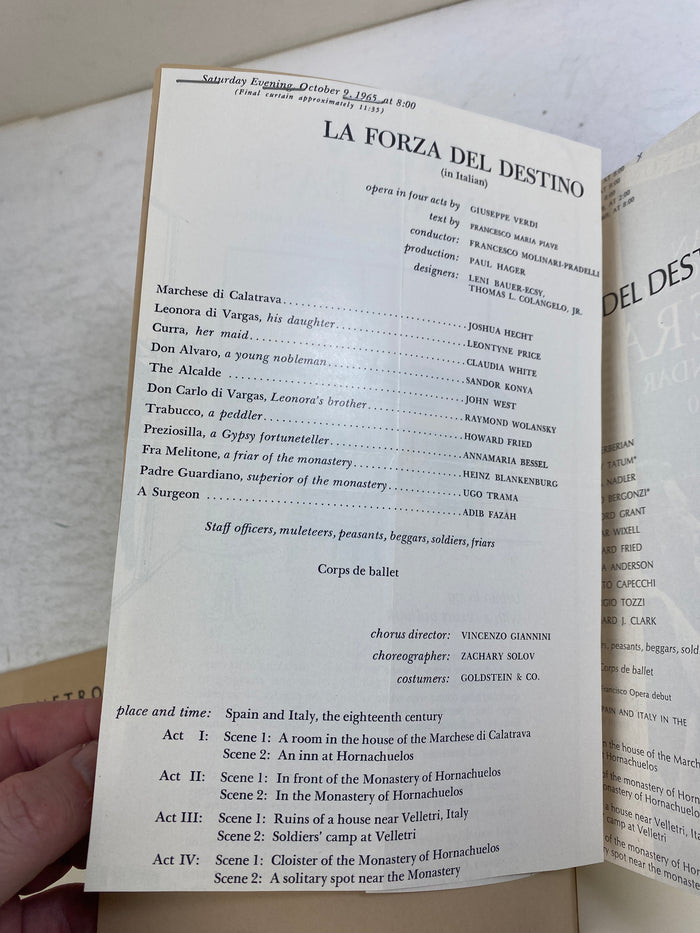 Lot of 4 Vintage Opera Programs Forza del Destino Carmen