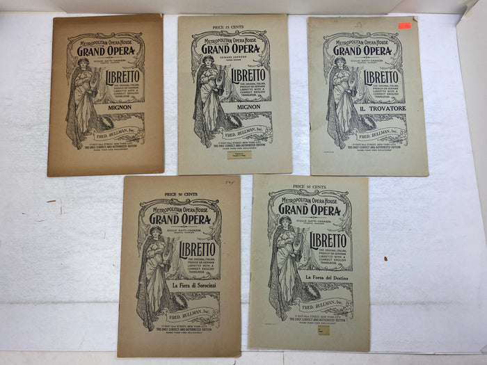 Lot of 4 Vintage Opera Programs Mignon Il Trovatore Forza del Destino