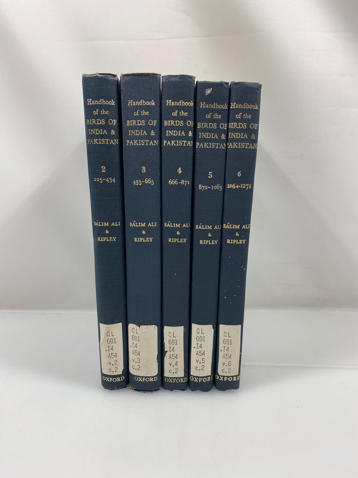 Lot of 5: Handbook of Birds of India and Pakistan 2-6 Ali/Ripley Ex-library HC