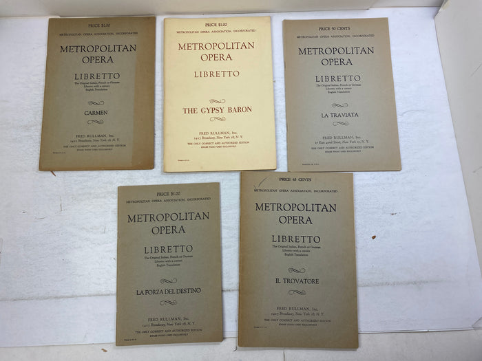 Lot of 5 Vintage Opera Programs Metropolitan Opera