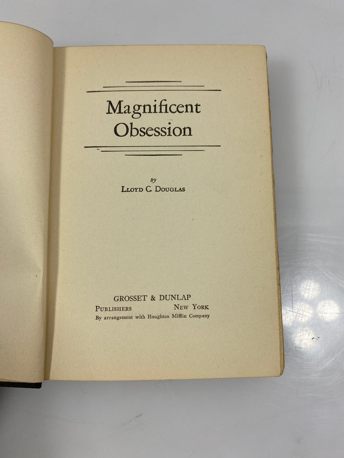 Magnificent Obsession by Lloyd C. Douglass 1929 HC