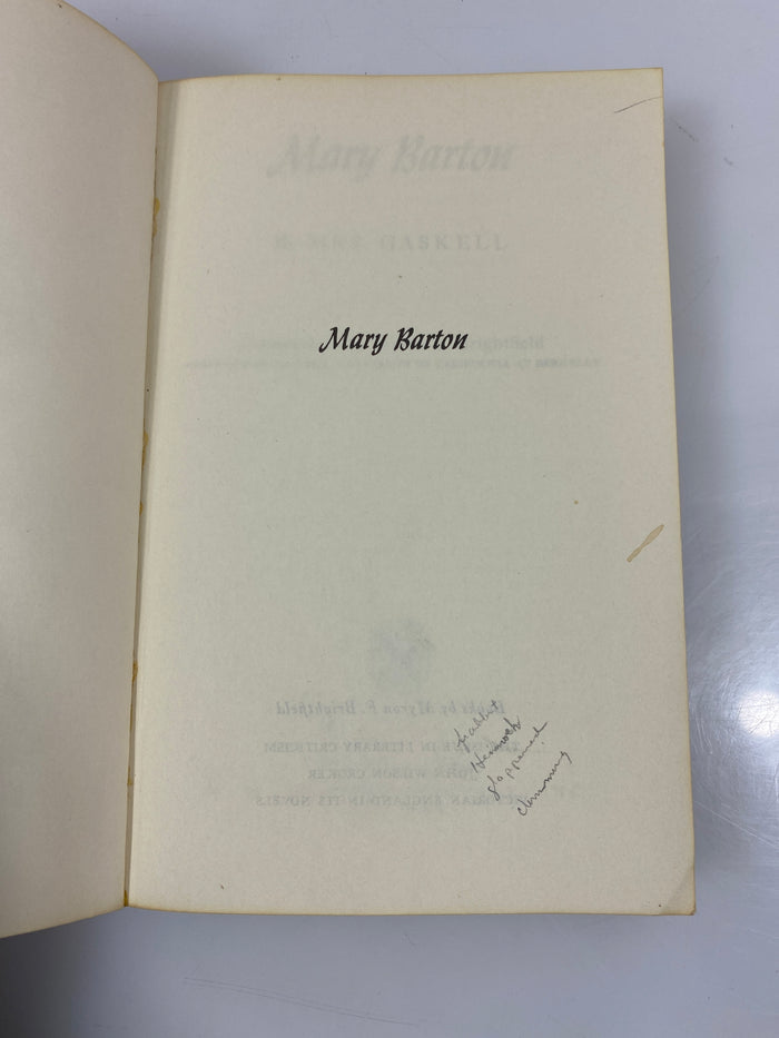 Mary Barton by Mrs Gaskell Norton Library 1958 SC