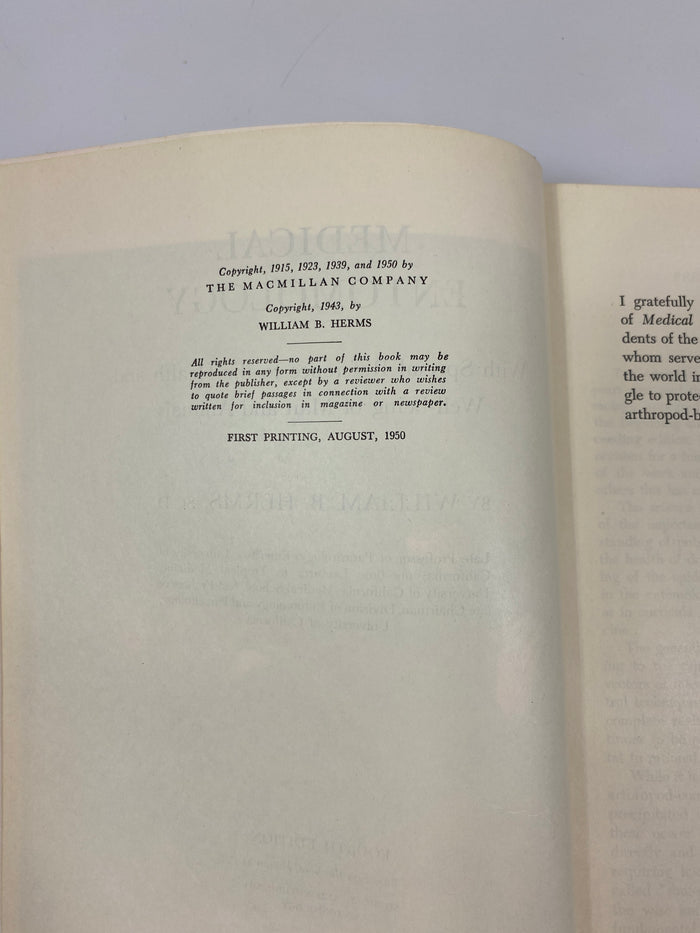Medical Entomology by William B. Herms 1950 HC