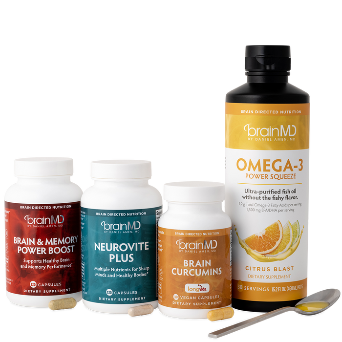 Memory Bundle - Brain & Memory Power Boost, Omega-3 Power Squeeze, NeuroVite Plus, Brain Curcumins