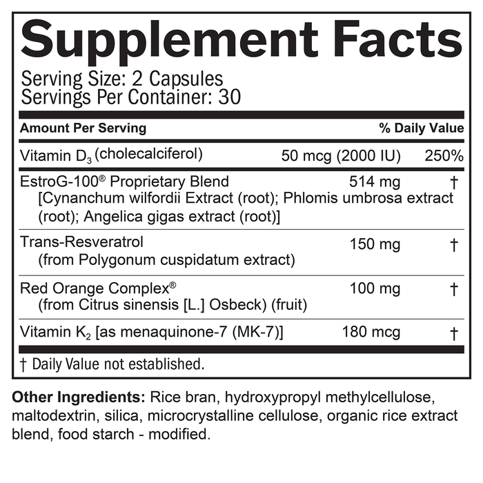 BrainMD Menopause Essentials+: infographic, supplement facts box