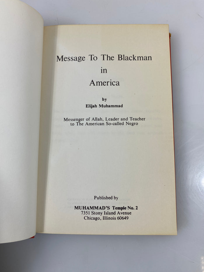 Message to the Blackman in America by Elijah Muhammad 1965 HCDJ