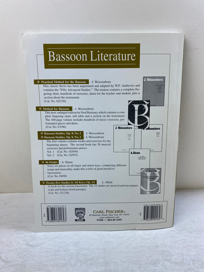 Method for Bassoon by Julius Weissenborn Carl Fischer SC