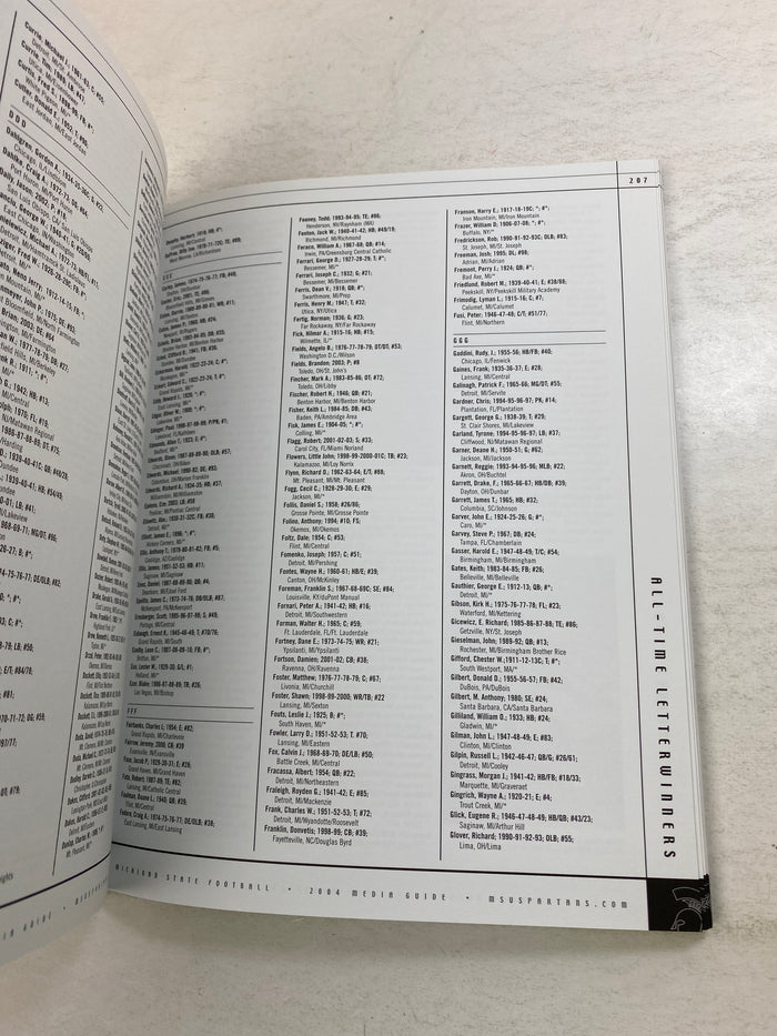 Michigan State Football 2004 Media Guide SC