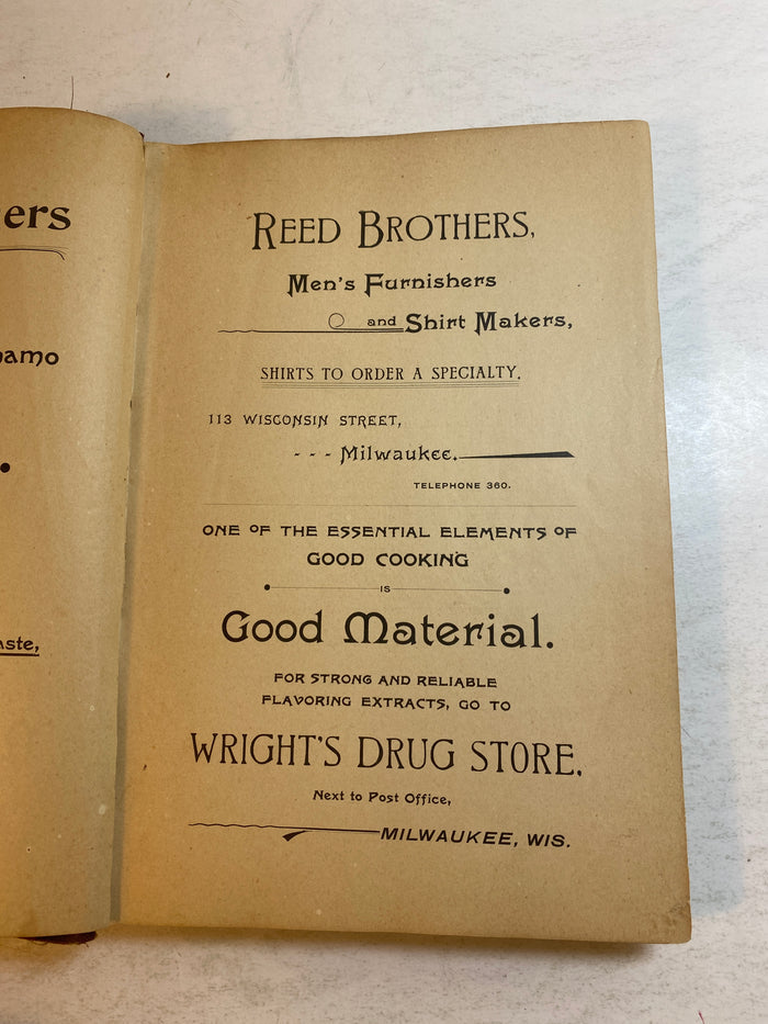 Milwaukee Cook Book Mrs. J Magie SC 1894