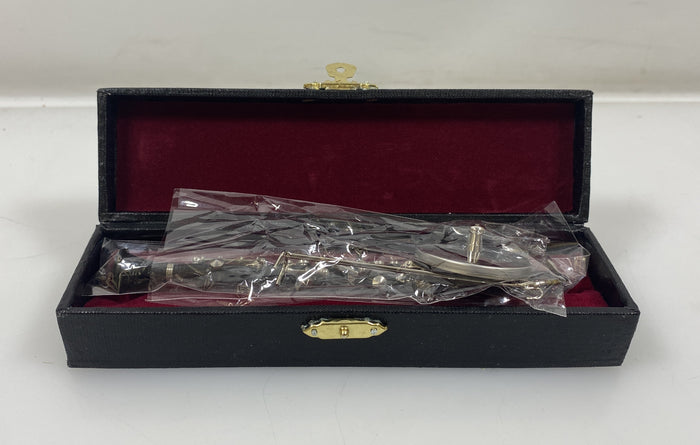 Miniature Black Clarinet With Case And Stand