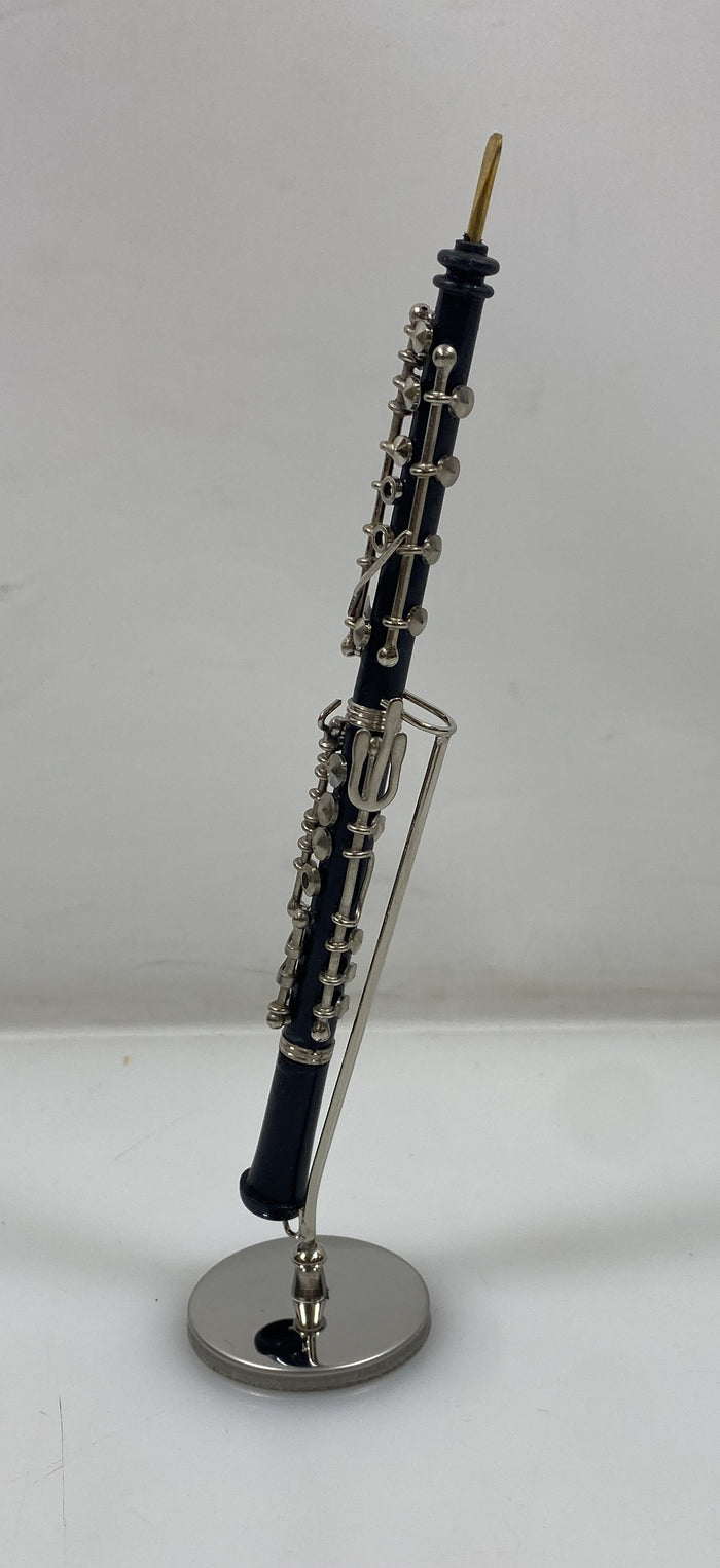 Miniature Black Oboe With Case And Stand