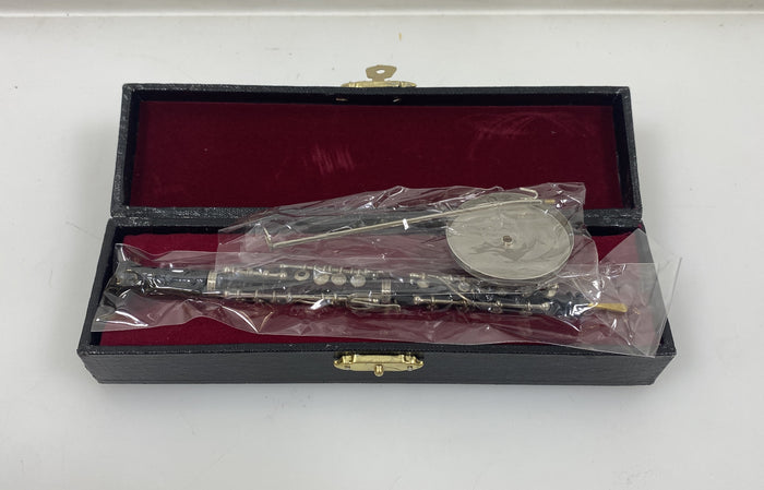 Miniature Black Oboe With Case And Stand