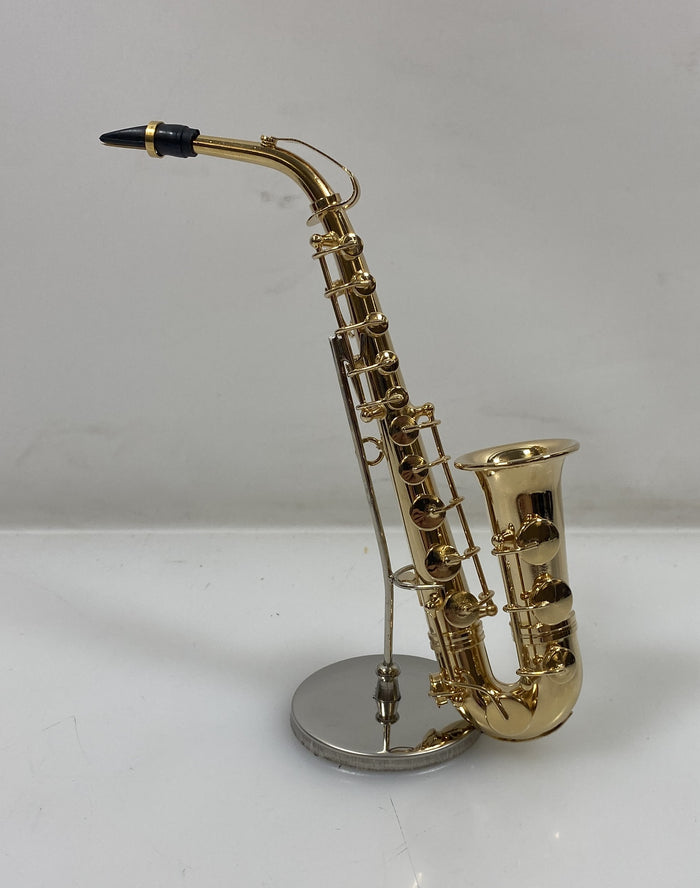 Miniature Gold Brass Alto Saxophone With Case And Stand
