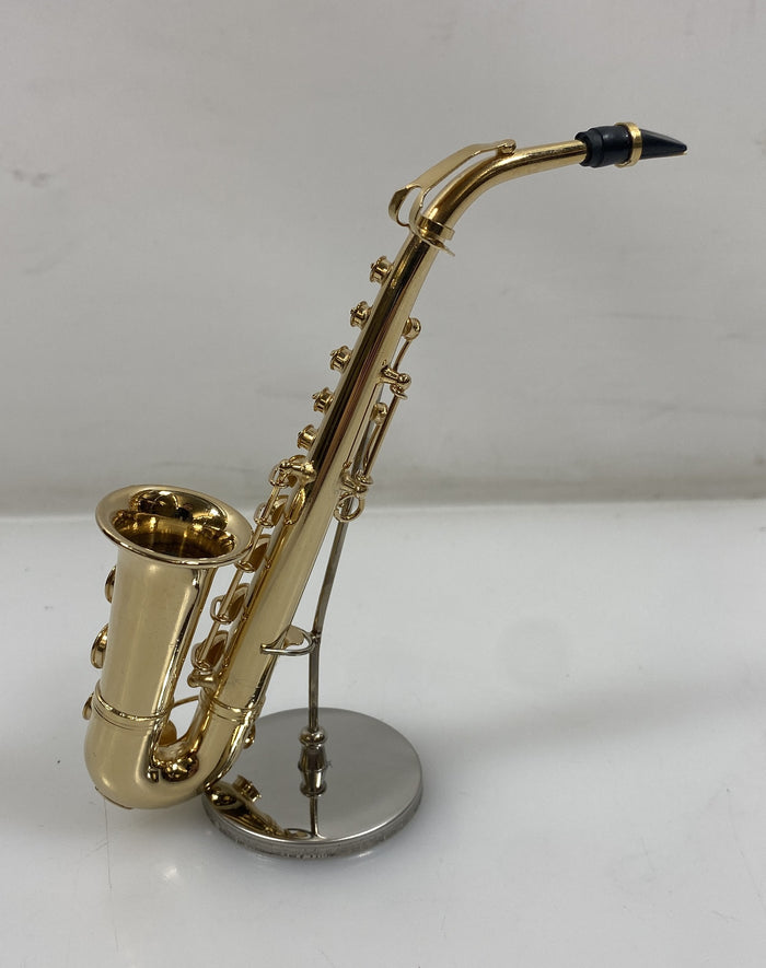 Miniature Gold Brass Alto Saxophone With Case And Stand