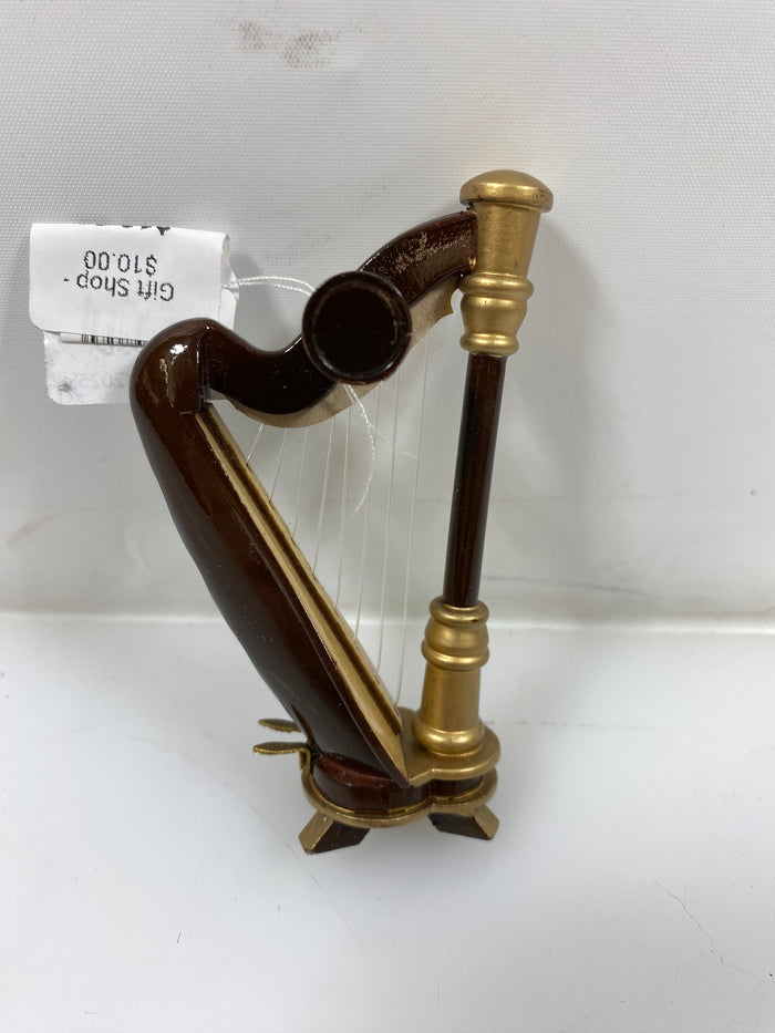 Miniature Wooden Harp Ornament